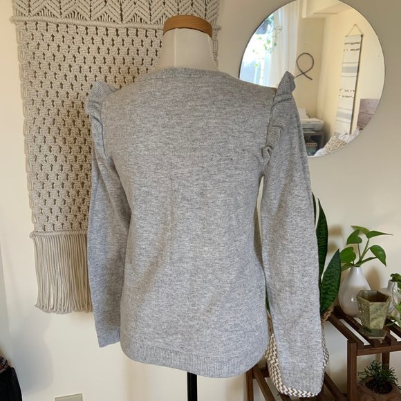 JCREW Ruffle Flounced Large Sleeve Gray Sweater - Picture 4 of 12